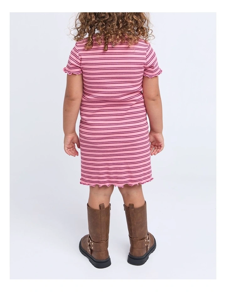 Freya Rib Dress (3-7 Years) in Pink image 3