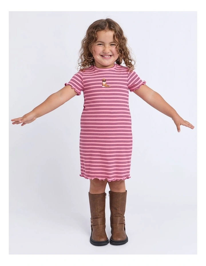Freya Rib Dress (3-7 Years) in Pink image 4