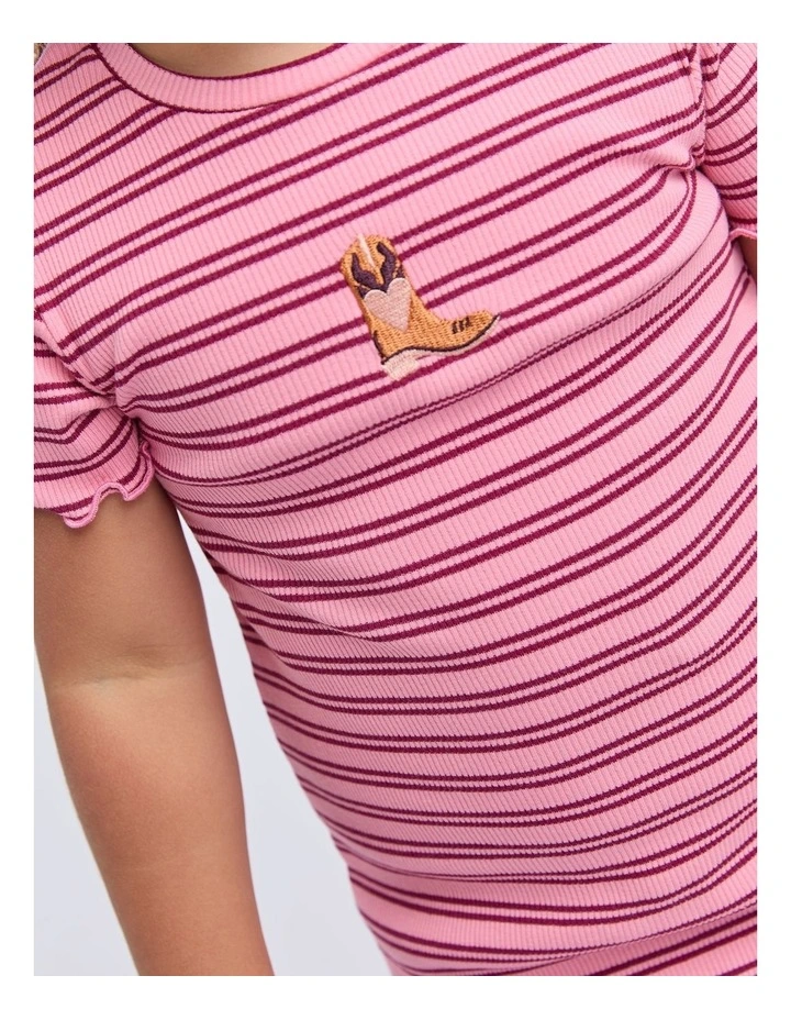 Freya Rib Dress (3-7 Years) in Pink image 5