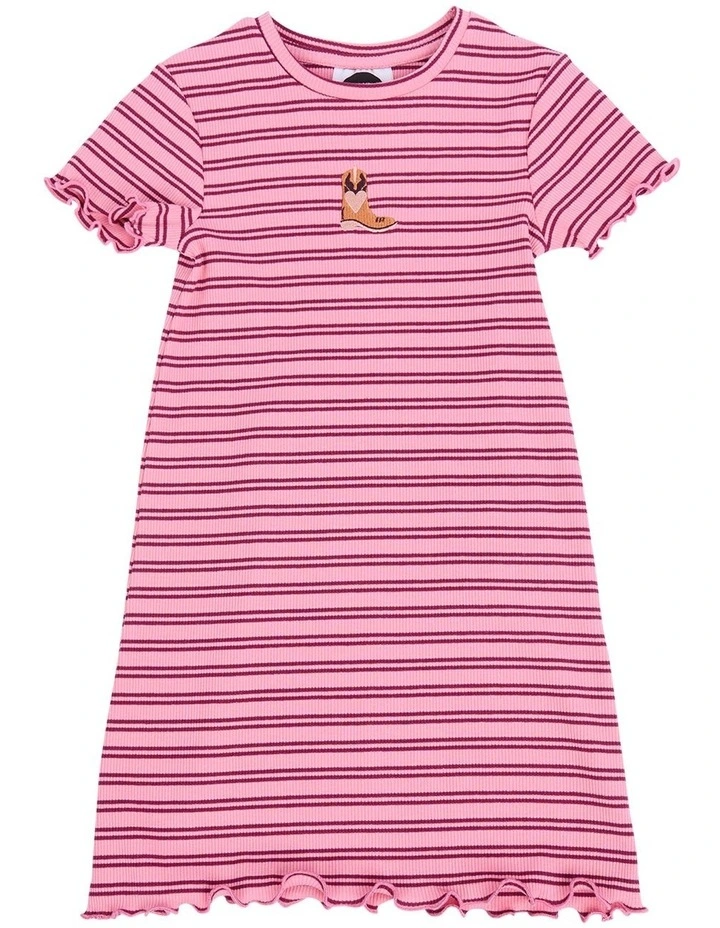 Freya Rib Dress (3-7 Years) in Pink image 6