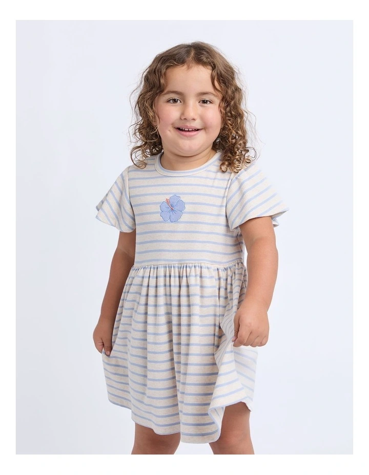Lulu Rib Dress (3-7 Years) in Oat image 1