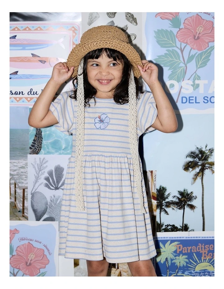 Lulu Rib Dress (3-7 Years) in Oat image 2