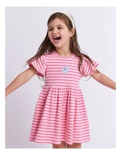 Lulu Rib Dress (3-7 Years) in Pink