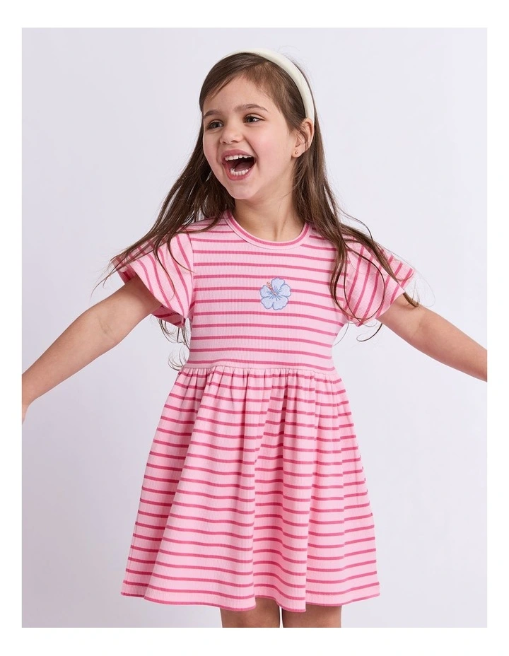 Lulu Rib Dress (3-7 Years) in Pink image 1
