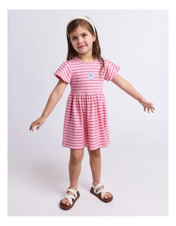 Lulu Rib Dress (3-7 Years) in Pink image 3