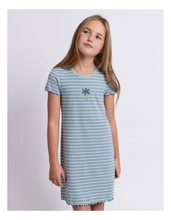 Sammy Rib Dress (8-16 Years) in Light Blue