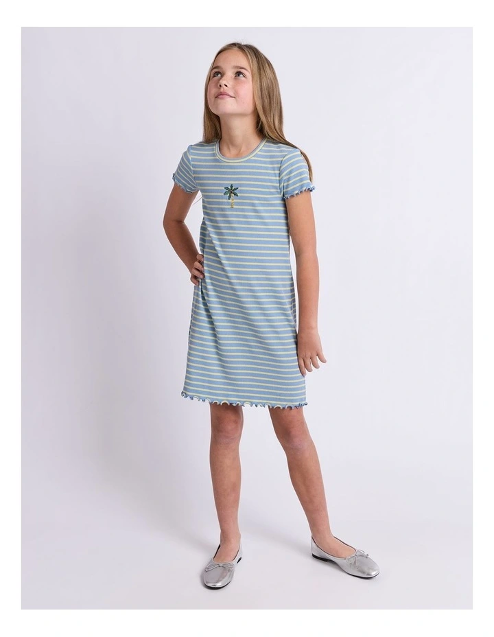 Sammy Rib Dress (8-16 Years) in Light Blue image 3