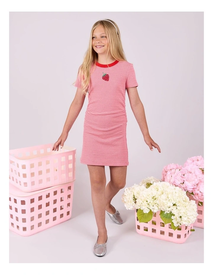 Evie Ruched Dress (8-16 Years) in Pink image 2