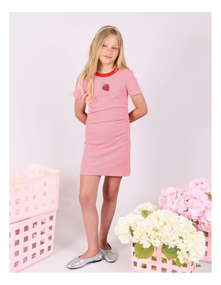Evie Ruched Dress (8-16 Years) in Pink image 3