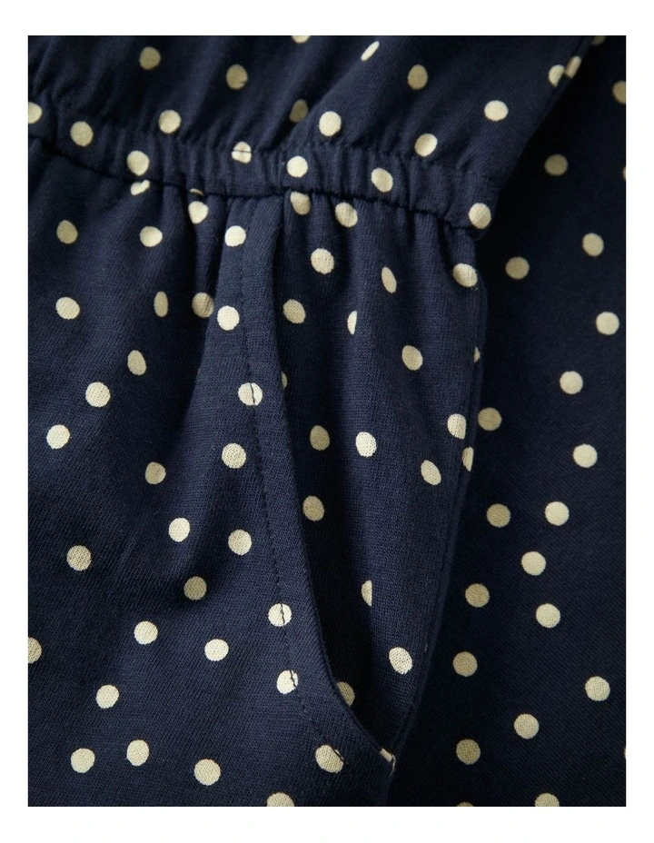 Vigga Strap Jumpsuit in Navy and Cream Spot Print image 3