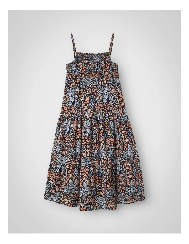 Vinaya Strap Maxi Dress in Dark Sapphire and Coral Floral Print image 1