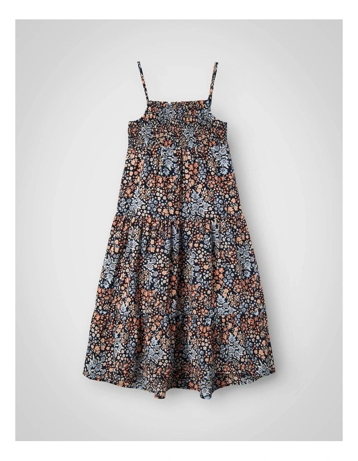 Vinaya Strap Maxi Dress in Dark Sapphire and Coral Floral Print image 2