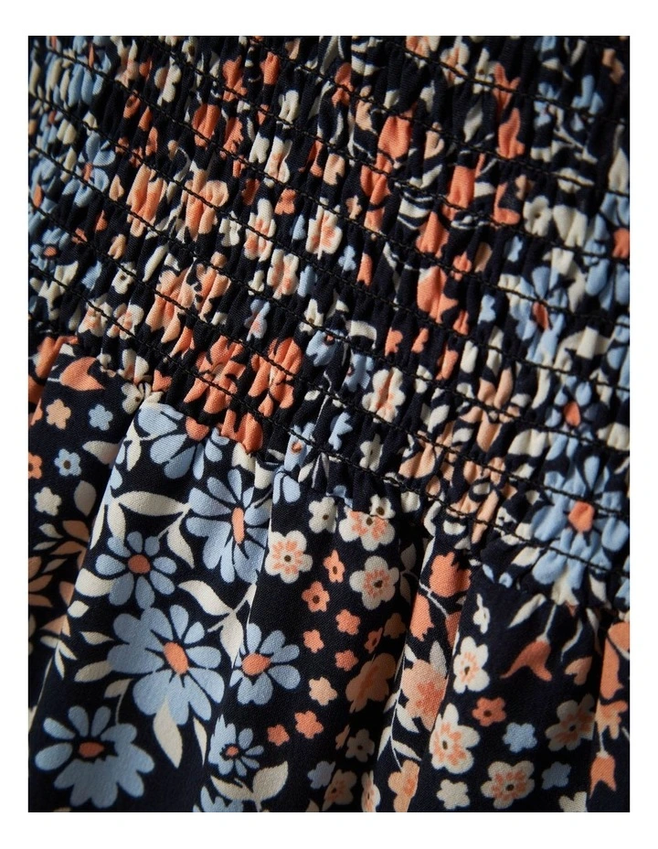 Vinaya Strap Maxi Dress in Dark Sapphire and Coral Floral Print image 3