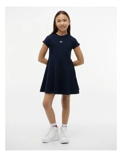 Girls Tonal Flag Logo Skater Dress (8-16 Years) in Blue