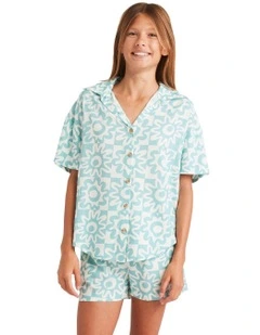 Lost On You Short Sleeve Shirt in Misty Blue
