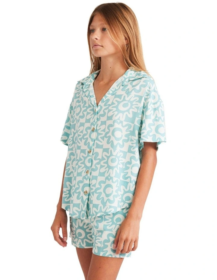 Lost On You Short Sleeve Shirt in Misty Blue image 3