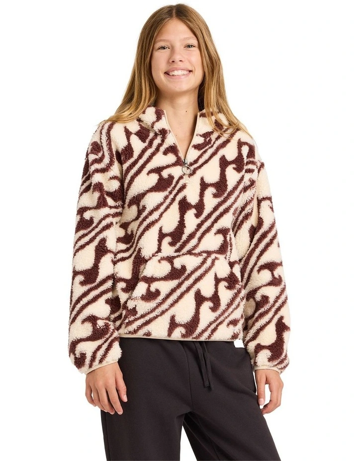 Dark Wave Half Zip Fleece Top in Teak image 1
