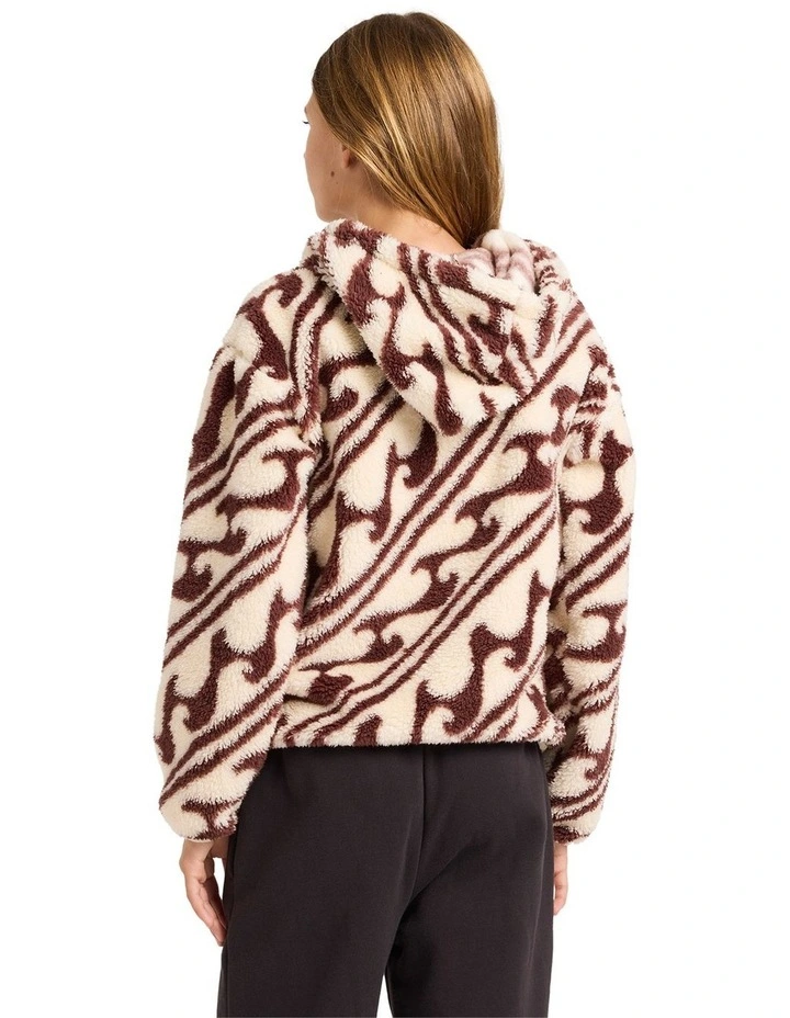Dark Wave Half Zip Fleece Top in Teak image 2