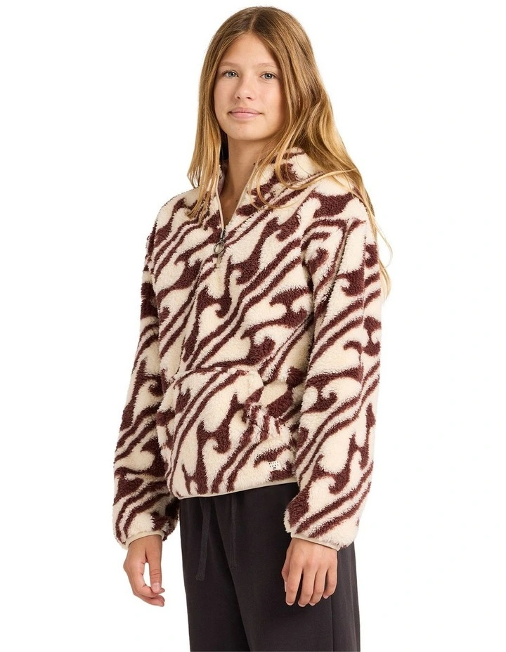 Dark Wave Half Zip Fleece Top in Teak image 3