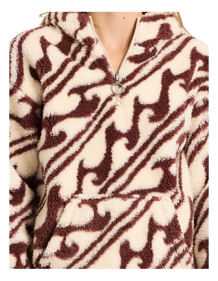 Dark Wave Half Zip Fleece Top in Teak image 4