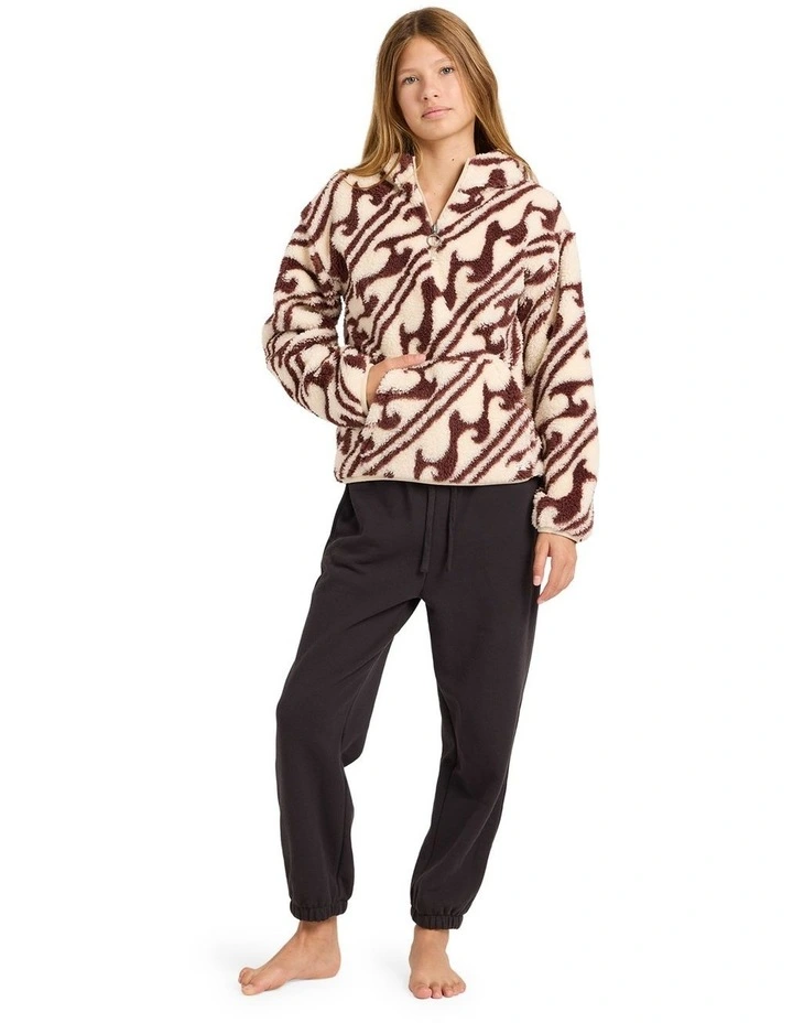 Dark Wave Half Zip Fleece Top in Teak image 5