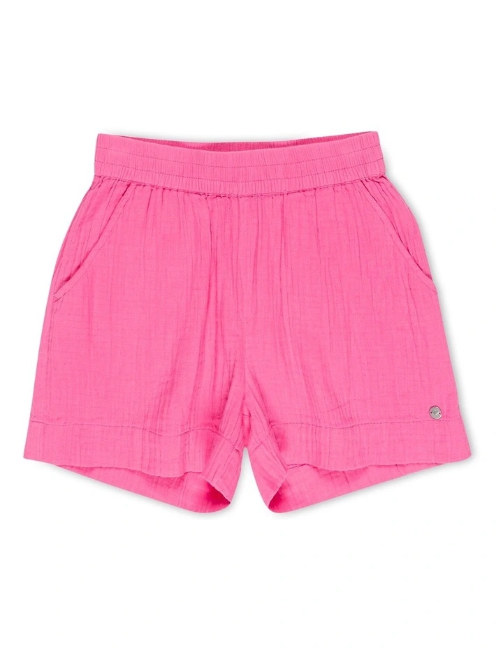 Milky Shell Elastic Waist Shorts in Pink Cosmos image 1