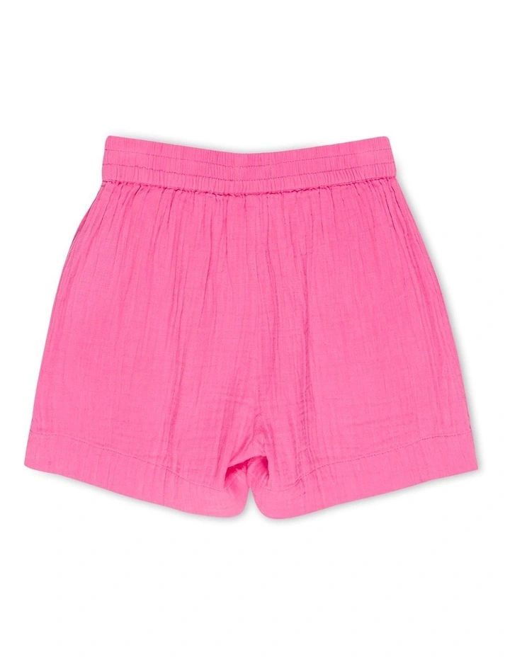 Milky Shell Elastic Waist Shorts in Pink Cosmos image 2