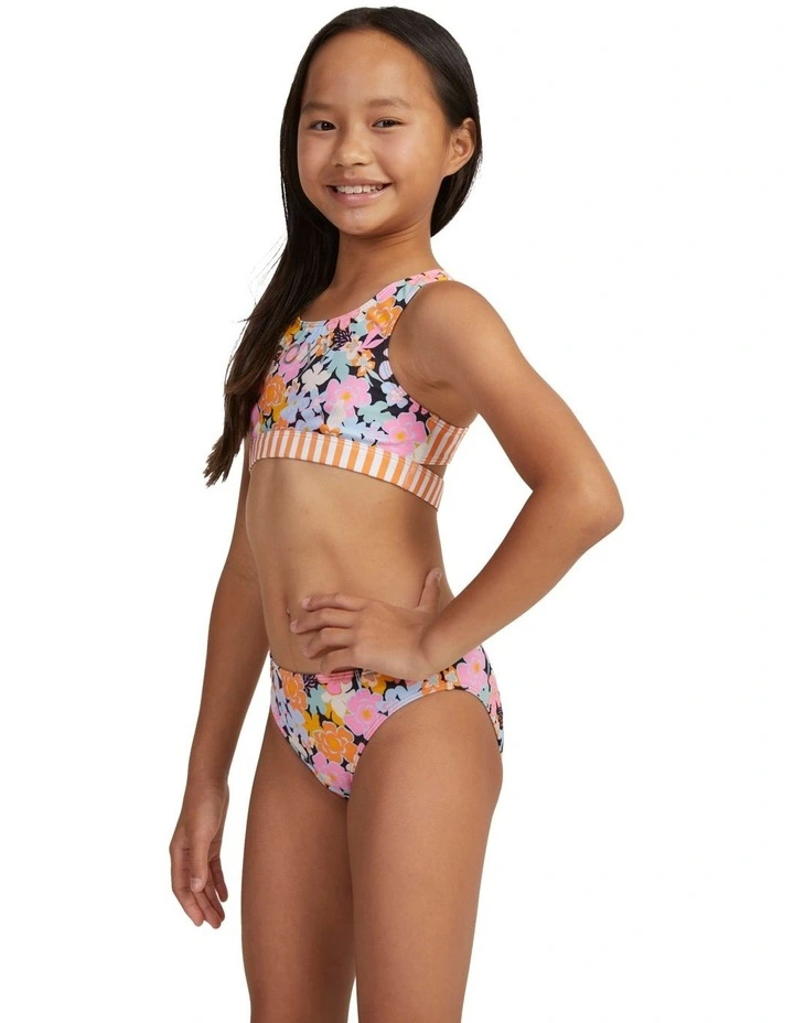 Above The Limits Two Piece Crop Top Bikini Set (6-16 Years) in Anthracite Memories image 5