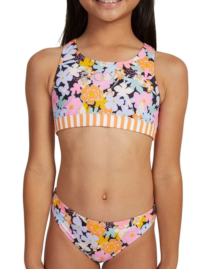 Above The Limits Two Piece Crop Top Bikini Set (6-16 Years) in Anthracite Memories image 8