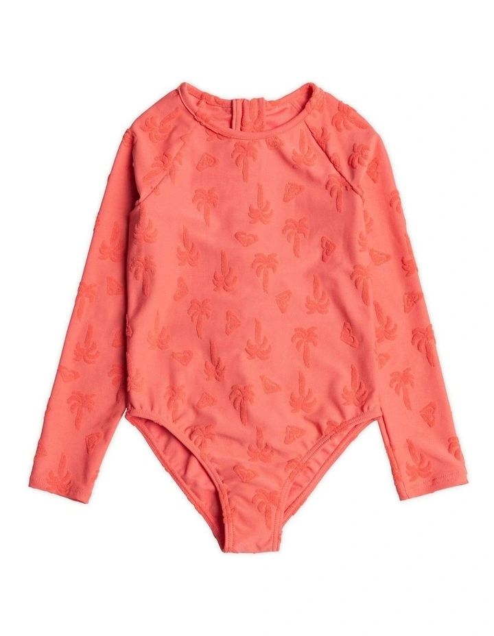 Palm Tree Long Sleeve UPF 50 Swimsuit in Dubarry image 1