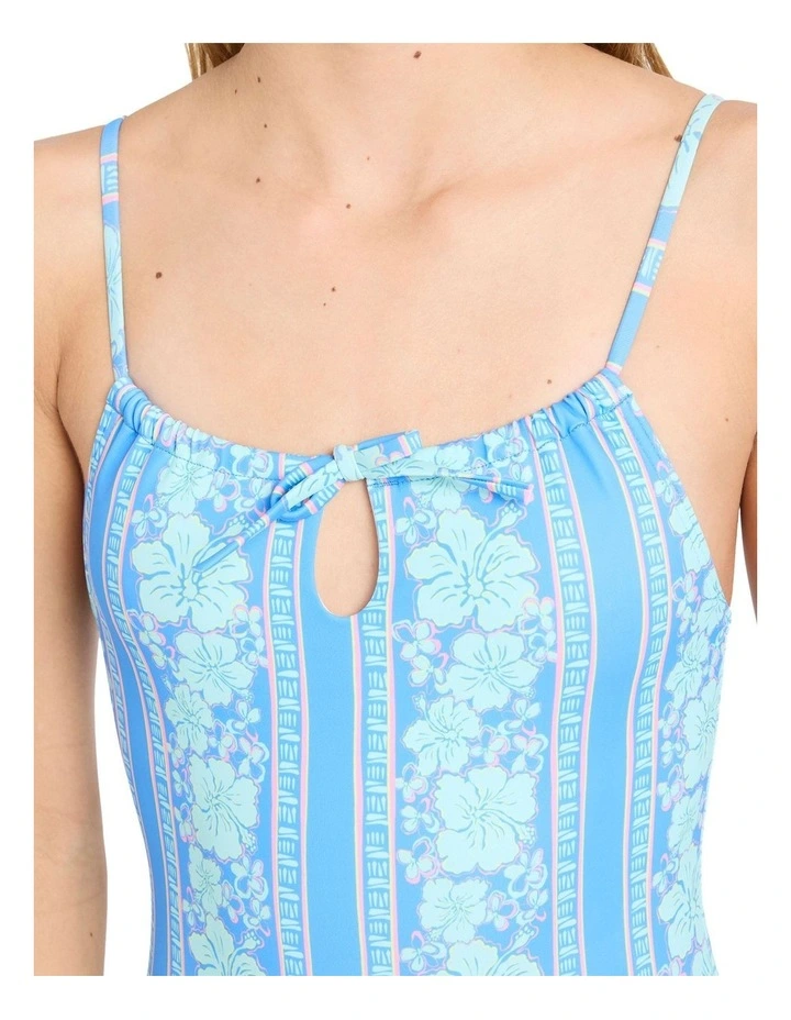 Happy Hibiscus One Piece Swimsuit in Blue image 4