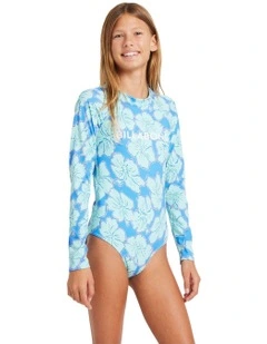 Long Sleeve Bodysuit Rash Vest in Blue