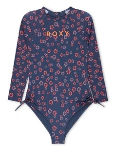 Cute Ditsy Long Sleeve Onesie Rash Vest in Navy