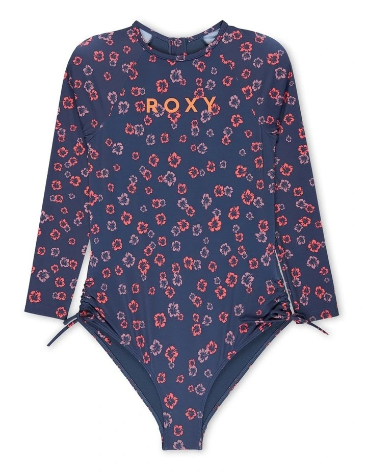 Cute Ditsy Long Sleeve Onesie Rash Vest in Navy image 1