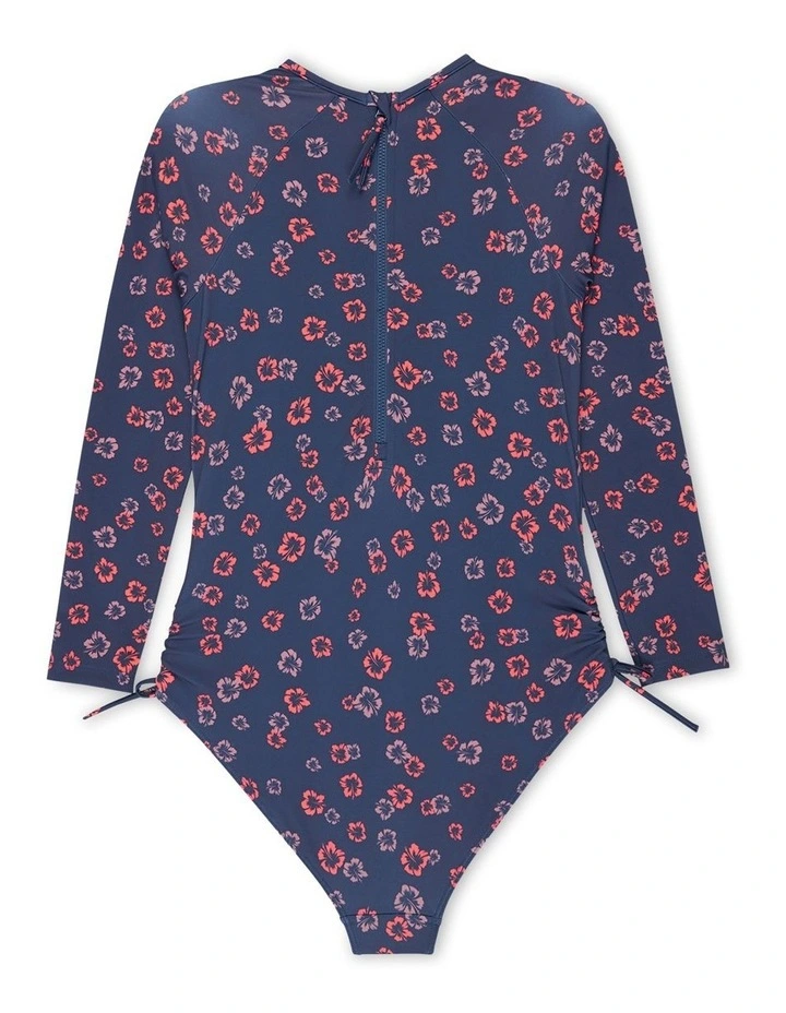 Cute Ditsy Long Sleeve Onesie Rash Vest in Navy image 2