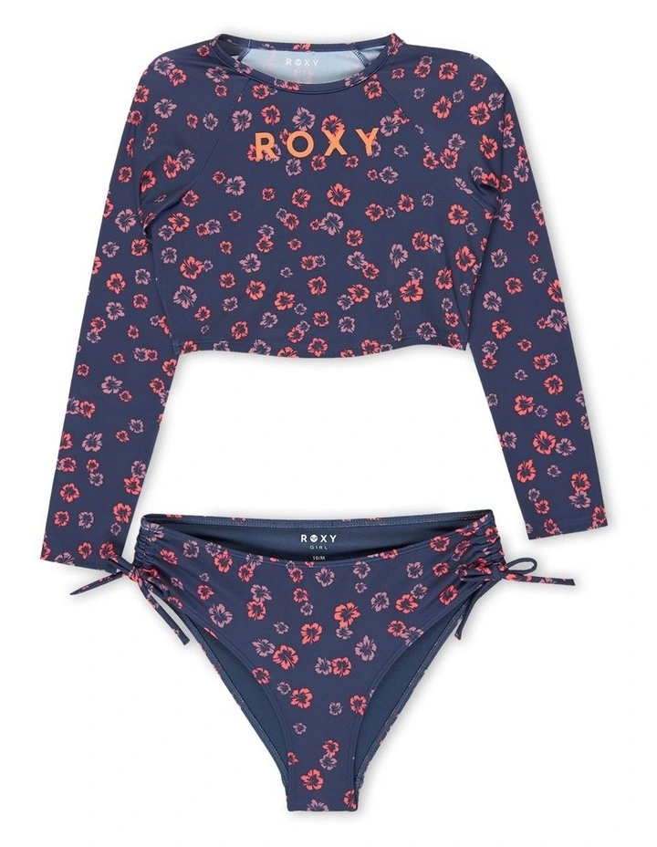 Cute Ditsy Long Sleeve Onesie Rash Vest in Navy image 1