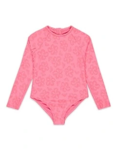 Flip Flower Long Sleeve Rash Vest in Pink