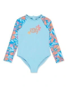 Hibiscus Hugs Long Sleeve Onesie Rash Vest in Blue