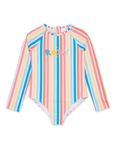 Holly Stripe Long Sleeve Onesie Rash Vest in Multi