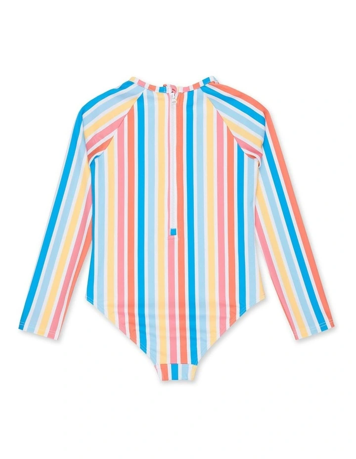 Holly Stripe Long Sleeve Onesie Rash Vest in Multi image 2
