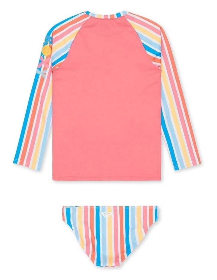 Holy Stripe Long Sleeve Rash Vest in Pink image 2