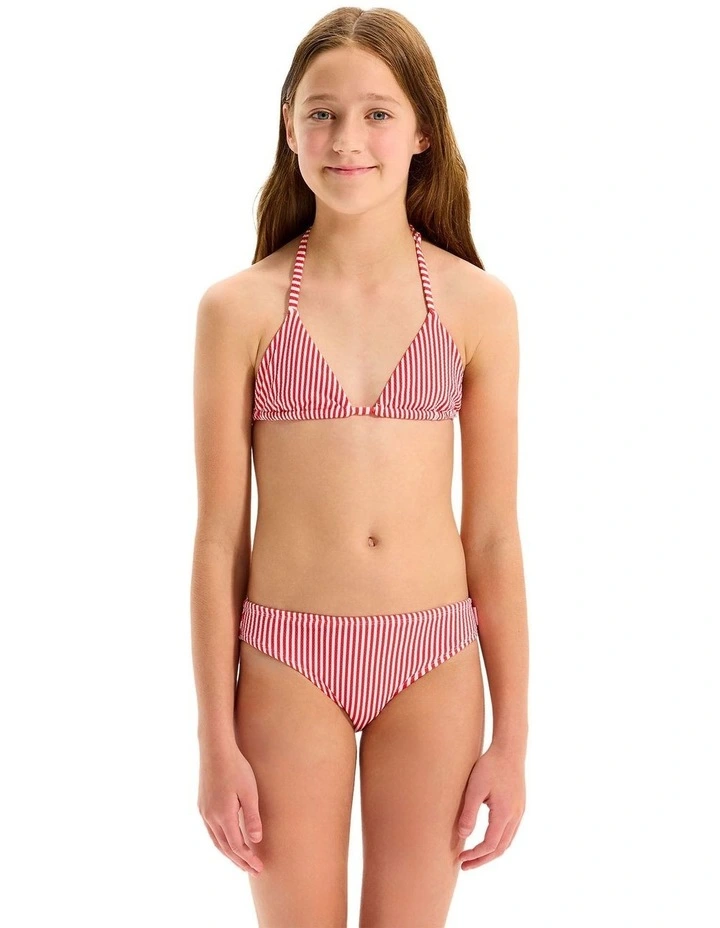 Stripe Texture Triangle Bikini in Red image 1