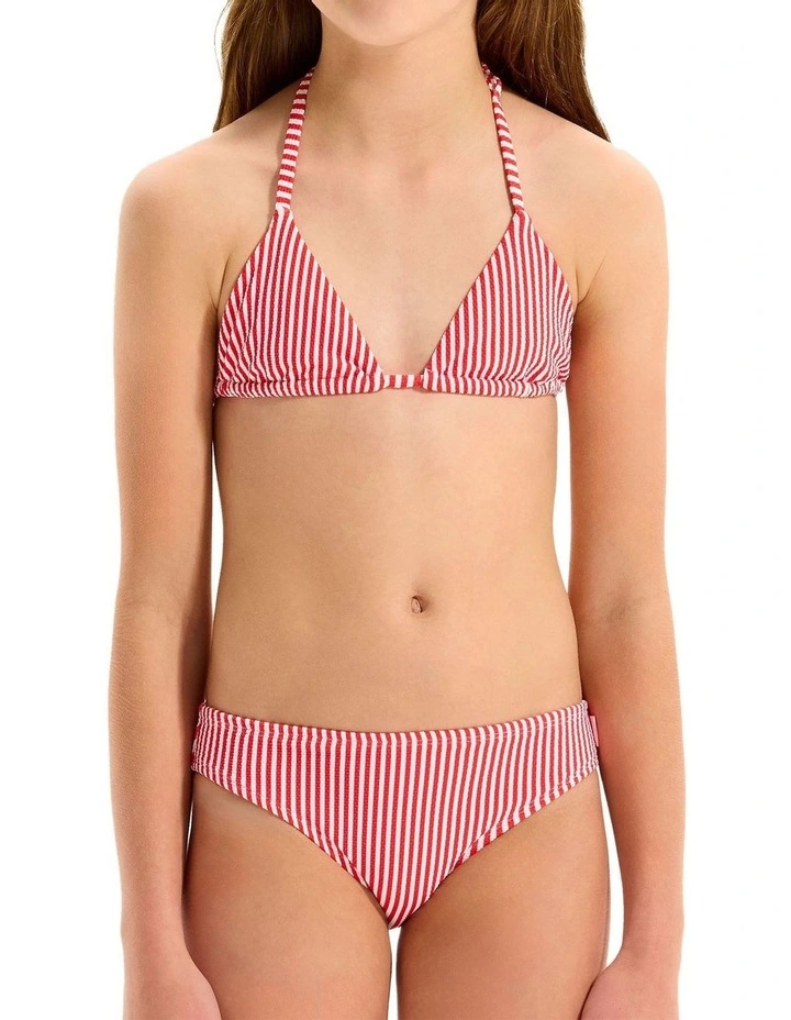 Stripe Texture Triangle Bikini in Red image 4