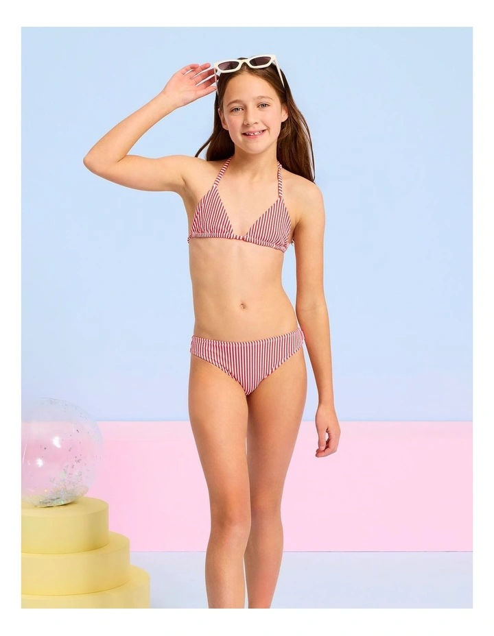 Stripe Texture Triangle Bikini in Red image 5