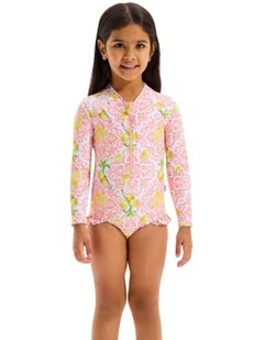 Zip Front Paddlesuit in Lemon Tile
