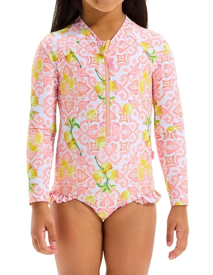Zip Front Paddlesuit in Lemon Tile image 4