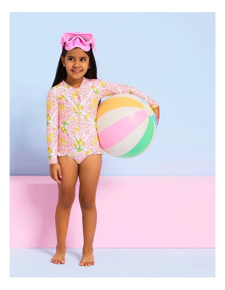Zip Front Paddlesuit in Lemon Tile image 6