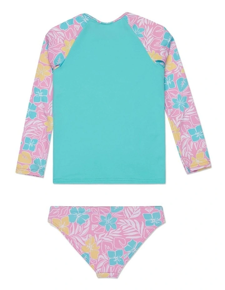 Tropical Square Long Sleeve Rash Vest in Blue image 2