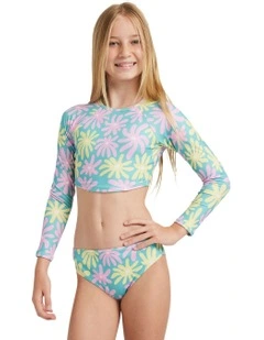 Flower Lover Crop Lycra Set in Blue