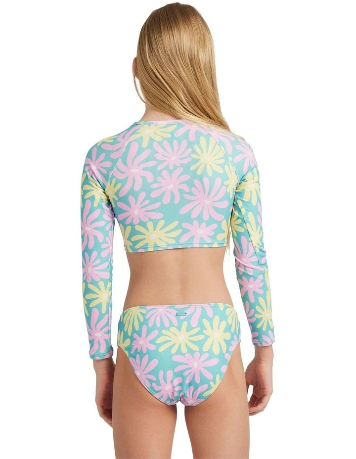 Flower Lover Crop Lycra Set in Blue image 2